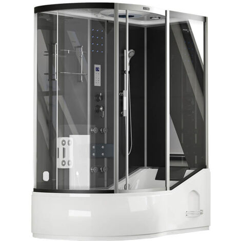 Home Deluxe - Ducha de vapor con hidromasaje ALLIN 4IN1 - 170 x 90 Negro Izquierda Entrega lateral: Izquierda
