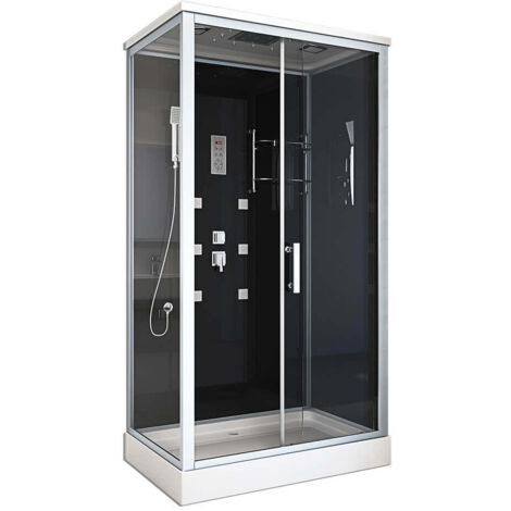 Home Deluxe - Cabina de ducha con iluminación LED WAVE XL - 120 x 80 cm