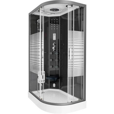 Home Deluxe - Ducha de vapor con cascada y sauna de vapor BLACK PEARL  Color: Negro, Tamaño: 120 x 80 cm Derecha