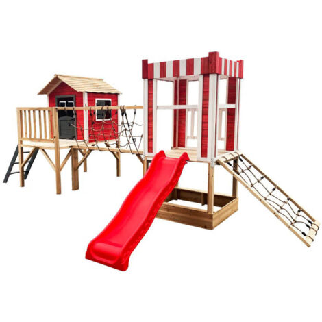 Casita Jardin Niños Torre De Juegos Infantil Con Tobogán Y Arenero