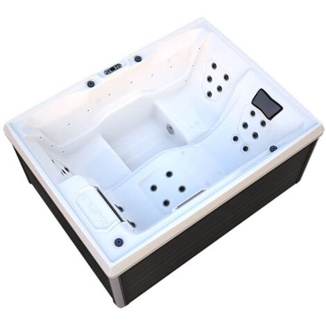 Home Deluxe - Bañera de hidromasaje exterior STREAM PURE 211 x 156 cm para 3 personas Equipamiento: Pure