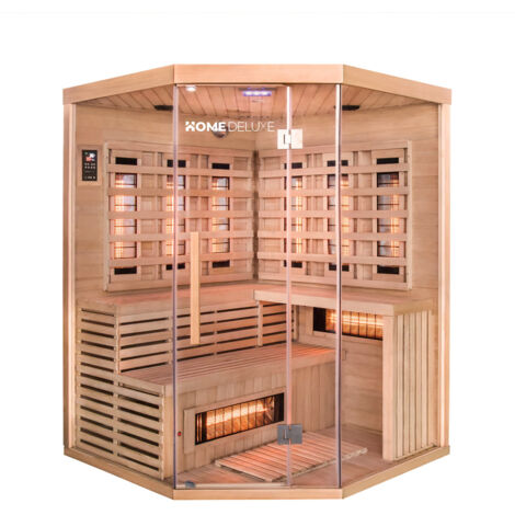 Home Deluxe - Cabina de infrarrojos con radiador de espectro completo SAHARA XXL - 150 x 150 cm para 4 personas