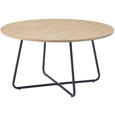 Home Deluxe - Mesa de centro redonda NOVARA - 88 x 47 cm  Color: Roble espina de pescado