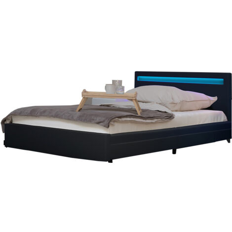 Home Deluxe - Cama LED con cajones NUBE  color: gris oscuro, tamaño: 180 x 200 cm