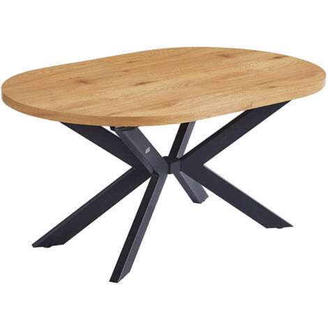 Home Deluxe - Mesa de comedor oval extensible AVENTI incl. base de estrella - 160-200 x 100 cm  Color: Roble claro
