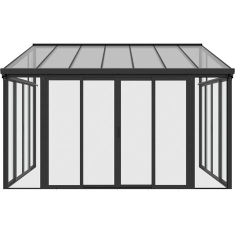 Home Deluxe - Conservatorio con puertas correderas AMARIS - 428 x 300 cm antracita