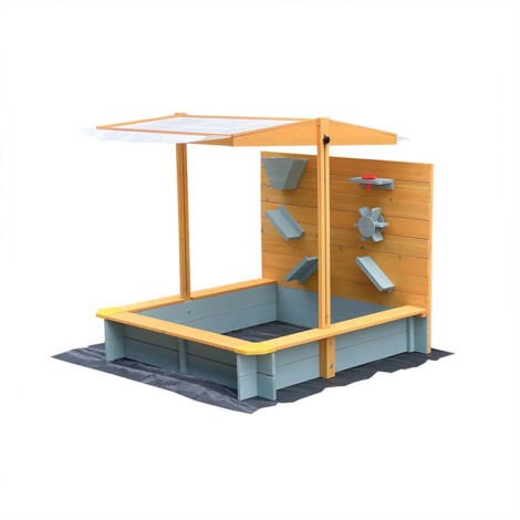 Home Deluxe Arenero con toldo SANDY - madera/gris