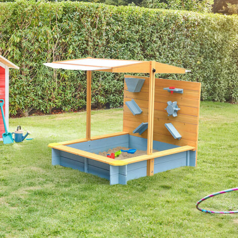 Teamson Kids Arenero Grande de Madera para Exteriores con Tapa, Toldo Giratorio y Altura Ajustable, Juguete de Arena de Jardín con Cubierta para Niños y Niñas Teamson Kids Arenero Grande de Madera para Exteriores con Tapa, Toldo Giratorio y Altura Ajustable, Juguete de Arena de Jardín con Cubierta para Niños y Niñas