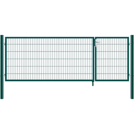 Home Deluxe - Puerta de jardín de doble hoja ADITUS  color: verde, tamaño: 120 x 350 cm