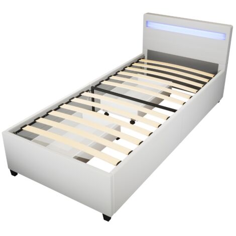 Home Deluxe - Cama LED con cajones NUBE  color: blanco, tamaño: 90 x 200 cm