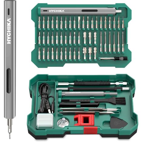 Precision Screwdriver Set, HYCHIKA 67 in 1 Electric Mini Cordless Screwdriver LED Lights USB Rechargeable Magnetic Drill Bits Multipurpose Portable Repair Tools