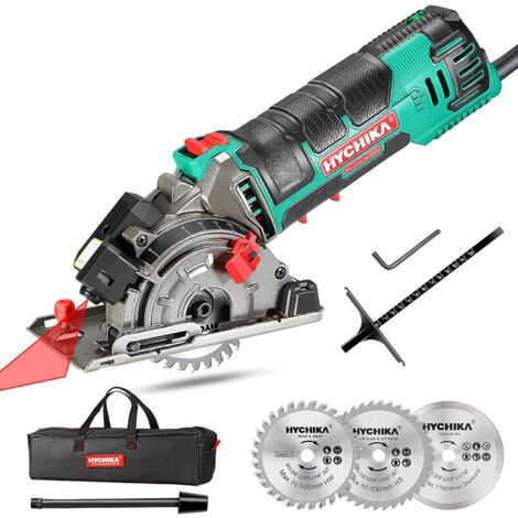 Mini Circular Saw, HYCHIKA 4500RPM Circular Saw with 3 Saw Blades, Scale Ruler, 500W Pure Copper Motor