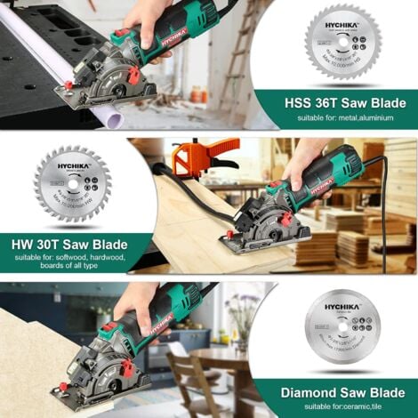 Mini Circular Saw, HYCHIKA 4500RPM Circular Saw with Saw Blades