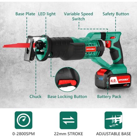 Reciprocating Saw, HYCHIKA 18V Cordless Saw,0-2800rpm