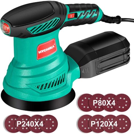 Orbital Sander, HYCHIKA 300W 13000RPM 6 Variable Speeds 125mm Random Orbital Sander, 12Pcs Sandpapers, Orbit Sander with Dust Collection (1/5)