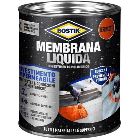 Bostik Membrana Liquida Rivestimento Polimerico impermeabilizzante elastico Terracotta Latta 1kg