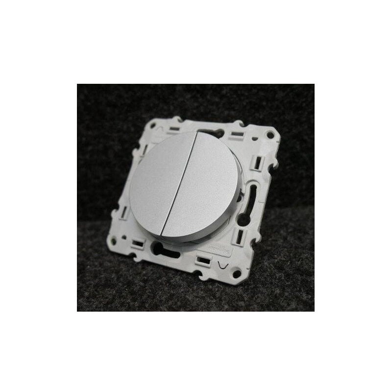 Mécanisme double va-et-vient 1 poste 2 modules support + enjoliveur gris aluminium bornes auto série Odace SCHNEIDER