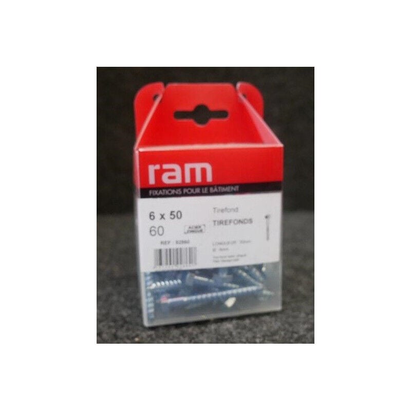 Boîte de 60 tirefonds AZ Ø 6x50mm acier inoxydable galvanisé RAM