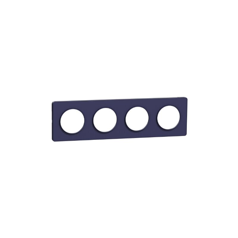 Plaque de finition couleur bleu cobalt 4 postes horiz/vert entraxe 71mm pour appareillage mural Odace Styl