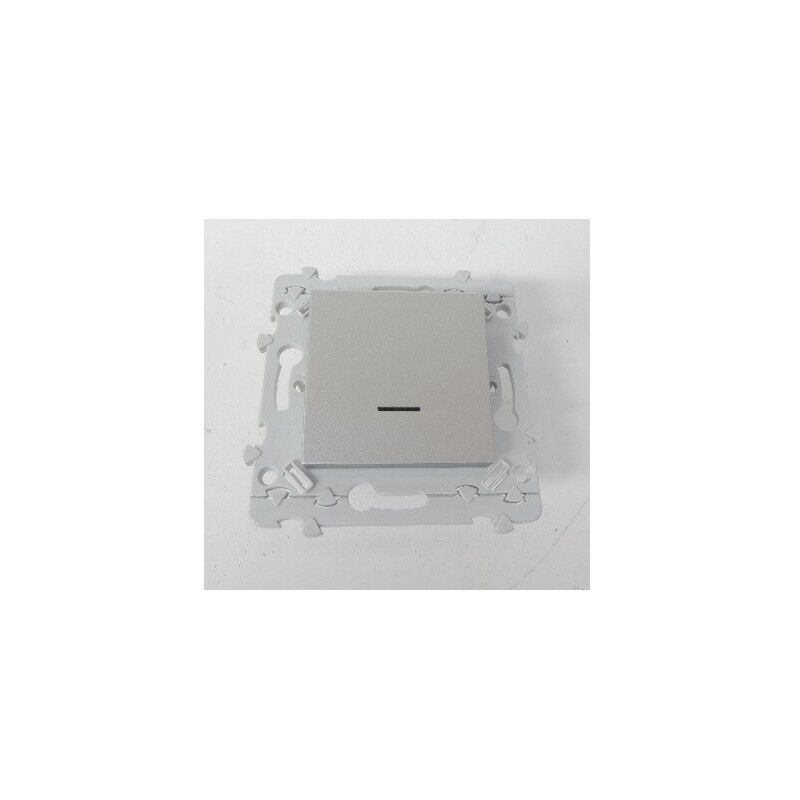 Interrupteur va-et-vient lumineux 10A couleur titane (sans voyant) bornes auto avec support sans plaque Essensya HAGER WE002T