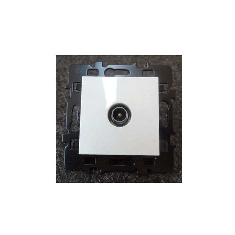Prise TV simple 9.52mm avec enjoliveur blanc (sans plaque) ESPRIT EUR'OHM 61864