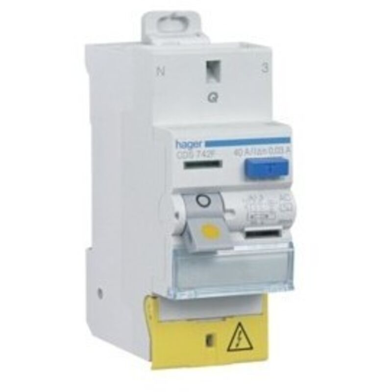 Inter diff 2P 63A 30mA type F Bornes décalées - HAGER CDF763F