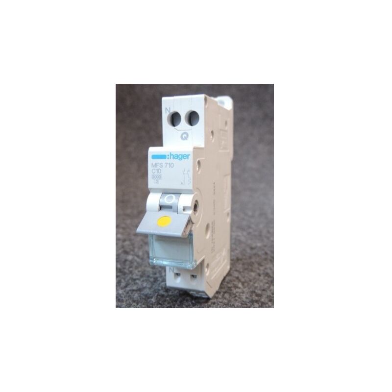 Disjoncteur 10A 1P+N courbe C 3kA 1 Module bornes auto Sanvis HAGER MFS710