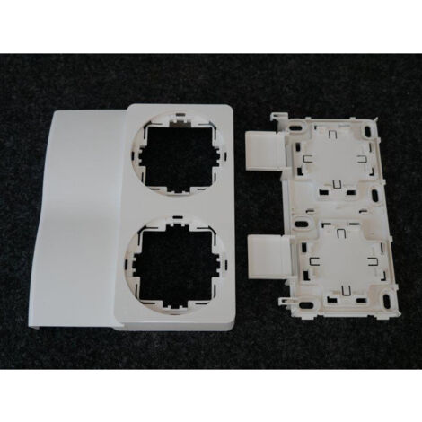 Support double blanc polaire pour appareillage en saillie Ateha sur moulure Ateha 20x50mm HAGER