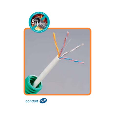 Gaine préfilée avec câble reseau ADSL 298 4 paires 05 (bobine de 100 mètres) ICTA verte Ø 20mm JANOFIL