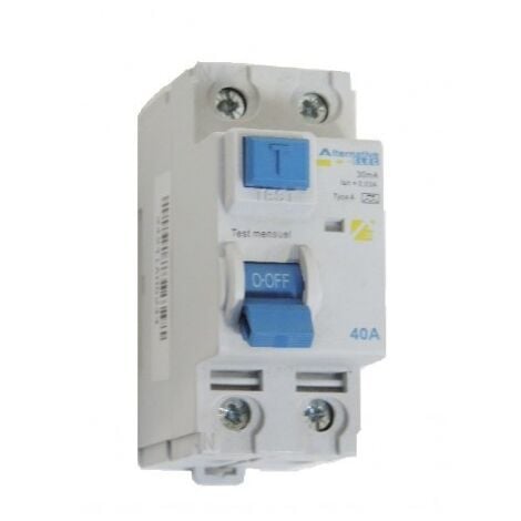 Interrupteur differentiel 40A 2P 30mA type A bornes à vis alignées norme CE ALTERNATIVE ELEC AE24241
