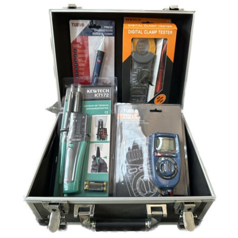 Valise pack 4 appareils de mesure Multimetre TT218 + Pince amperemetrique KT200 + Testeur de tension KT172 + Indicateur TTAC10