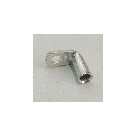 Cosse tubulaire cuivre etamé coudée équerre pour fil 16mm² alésage M6 (CTE16-6) KLAUKE CTE166