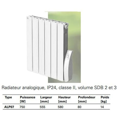 Radiateur inertie fluide 900 W 5 éléments - Warm Tech