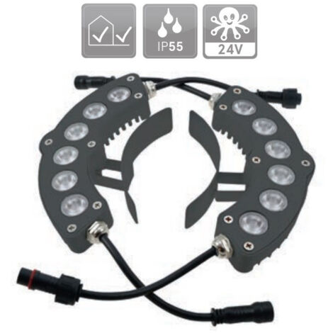 Kit de 2 projecteurs extérieurs arrondis anthracite 180x55x24mm LED 2x6W blanc chaud alim 24V PRTR24V non incl IP55 Blachere