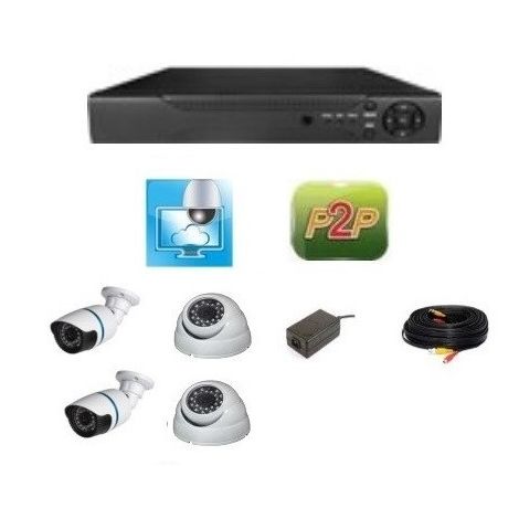 kit 4 Cameras de surveillance avec disque dur 500 Go et enregistreur 
