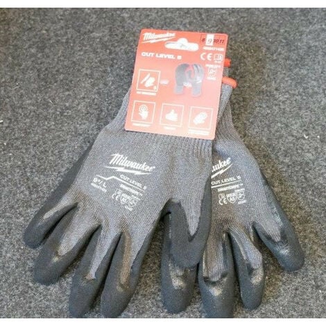 Paire de gants de protection trempes double couche anti-coupure niveau 5  taille L MILWAUKEE