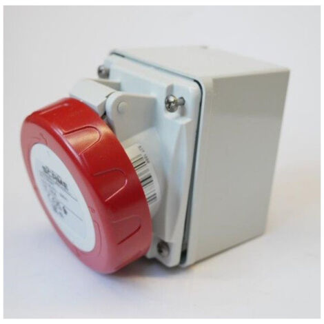 Prise murale en saillie rouge 3P+T 16A 6H 380-415V 50Hz à clapet de protection bornes à vis Sobem-Scame (1/2)
