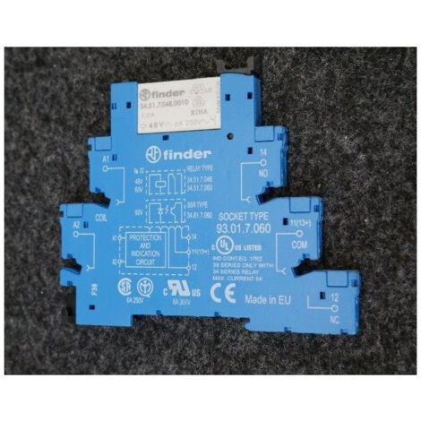 Interface modulaire à relais electromecanique 1RT 6A 48Vdc version sensible 6.2mm AgNi bornes à cage FINDER (1/2)