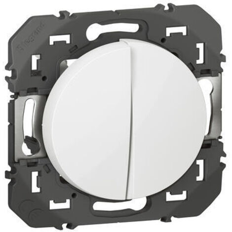 Legrand – Interrupteur blanc encastré 73x73mm – Poussoir composable – Montage encastré ou en saillie – IP20 IK04 – Tension 250V 6A