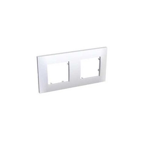 Schneider Electric – Plaque double blanche horizontale 2 postes entraxe 71mm pour appareillage mural 45mm – ALB45652