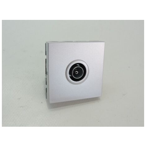 Prise TV simple couleur alu connectique mâle Ø 9.52mm 2M 45x45mm Prog Mosaic LEGRAND 079292