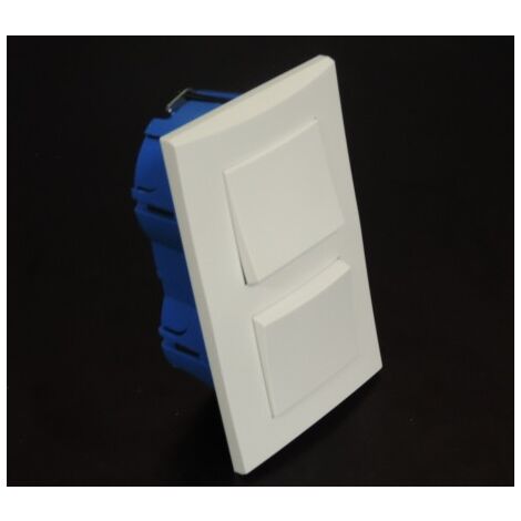 Kit encastré 1 poussoir V&V 10A verticale – Plaque blanche et boîte placo 57mm – Installation facile pour cloisons sèches – Alternative Elec
