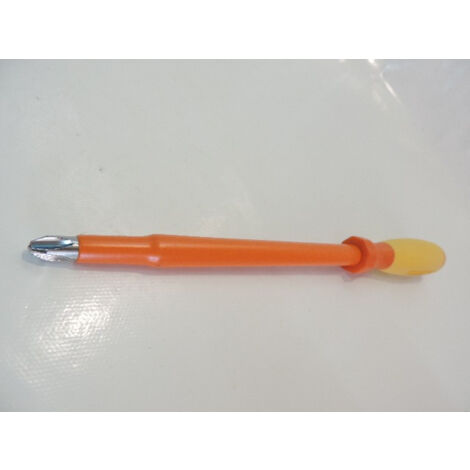 Tournevis cruciforme Phillips 10x200mm isolé 1000V manche bi-matière lame acier chromé empreinte PH4 DERANCOURT CRU10X200B (1/3)