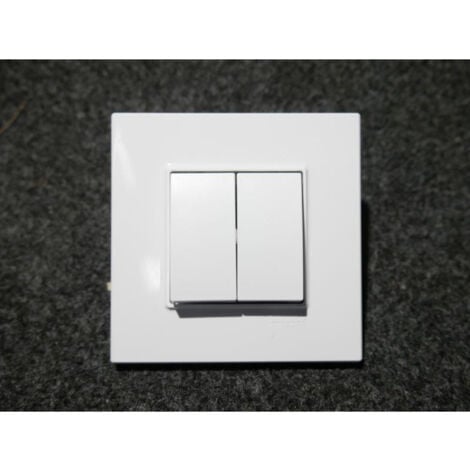 Double bouton-poussoir NO 16A blanc polaire complet avec support et plaque ALTIRA SCHNEIDER