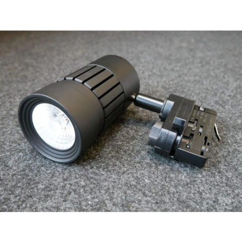 Projecteur LED 15W noir orientable Ø 70x130mm pour rail 3 allumages 3000K alim 230V dimmable 38° IP20 Rafale TRAJECTOIRE