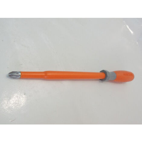 Tournevis cruciforme Pozidrive 10X200mm isolé 1000V manche bi-matière lame acier decolleté empreinte PZ4 DERANCOURT POZI10X200BD (1/4)