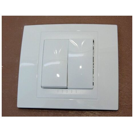 Schneider Electric – Double interrupteur va-et-vient 10A blanc brillant encastré – Support métal inclus – Compatible gamme Unica – Installation rapide