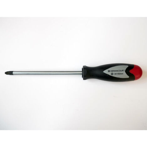 Tournevis cruciforme Pozidrive 8x150mm non-isolé manche bi-matière lame acier aimantée empreinte PZ3 DERANCOURT (1/2)