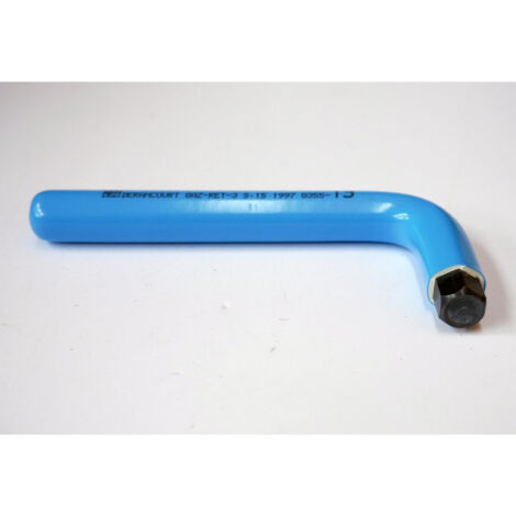 Clé male coudée 6 Pans 13mm isolé 1000V bleue L 150mm l 66mm acier traité pour vis creuses ATEX II DERANCOURT (1/2)