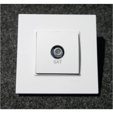 Prise satellite connecteur F blanc polaire complet avec support et plaque ALTIRA SCHNEIDER